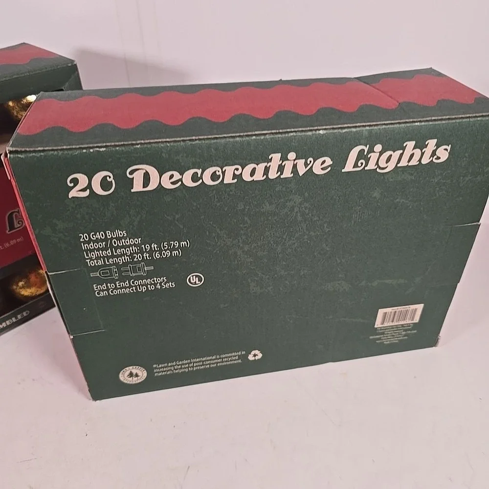Decorative 20 Light Set G40 Indoor Outdoor Silver Copper 20‎ Ft Lot Of 2